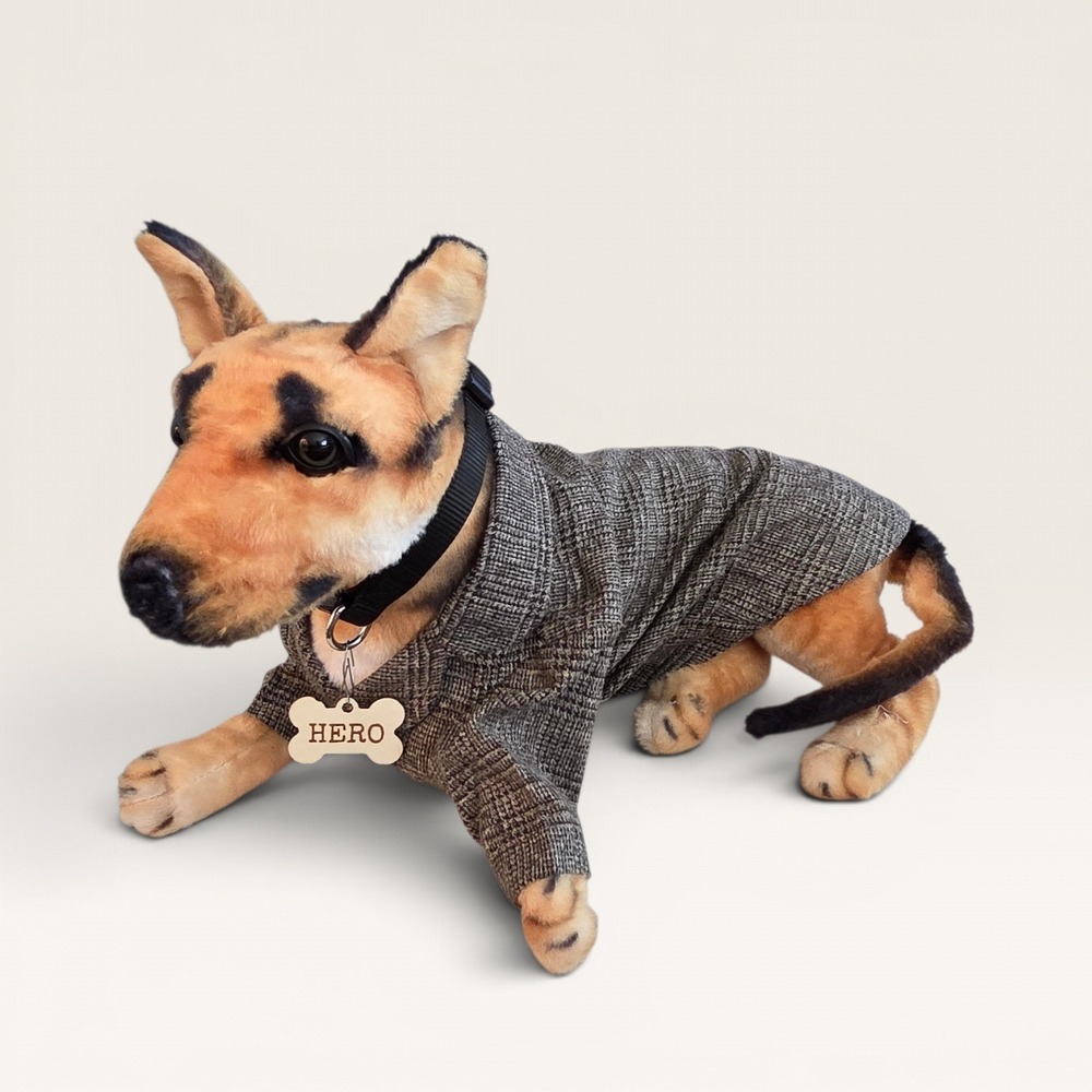 Plaid Dog Blazer Brown Grey Two‎ Button Pet Jacket Small - Picture 2 of 10